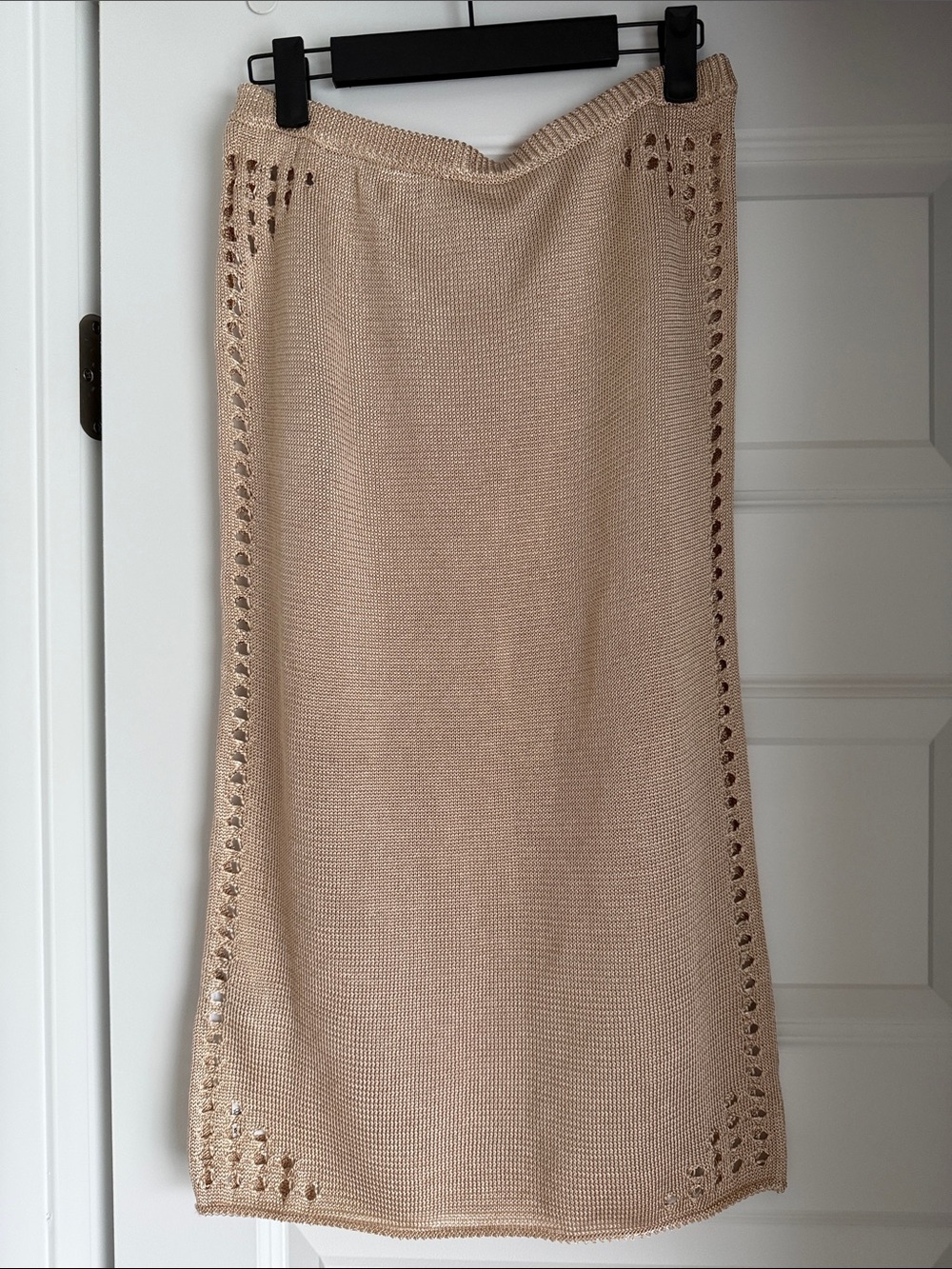 Lurex pencil skirt with openwork details